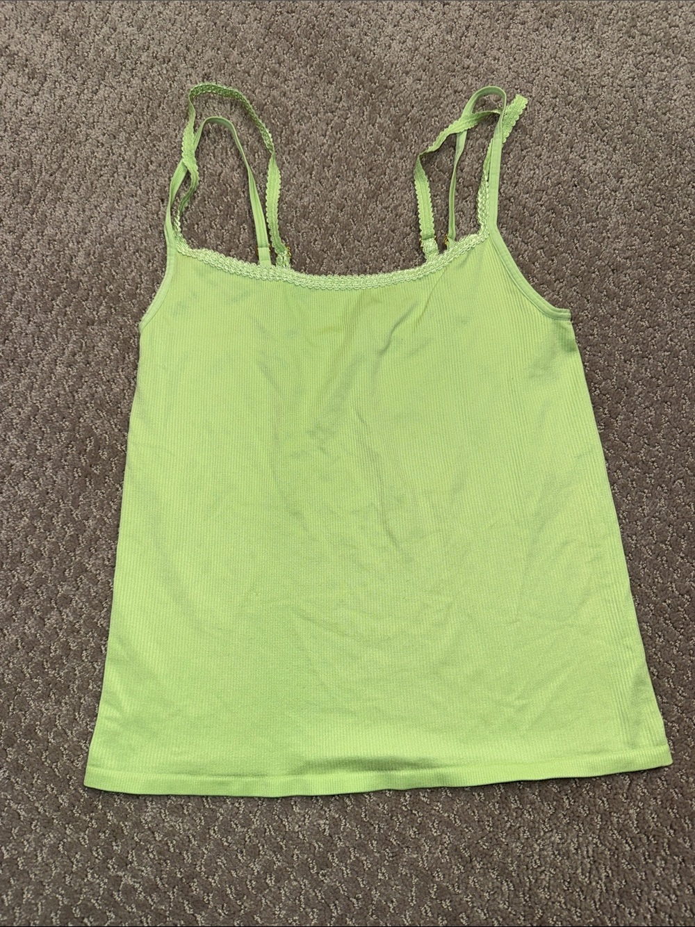 Anthropologie Women’s Lime Green Lace-Trim Camisole Tank Top Size L/XL